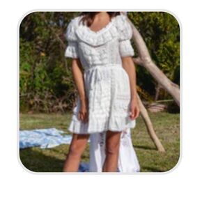 Fillyboo Lady Marmaladine White Ruffle Lace Mini Dress, Small